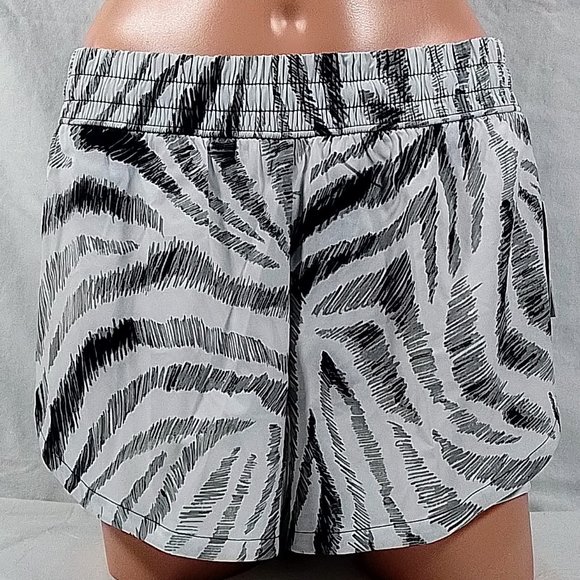Women's 2-In-1 Printed Running Shorts-Trippy Zebra Black/White-Various Sizes-NWT - Picture 1 of 4